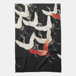 Chinoiserie Flying Crane Zen Minimalist Kimono Art Tea Towel