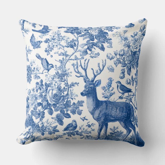 Chinoiserie Forest Animal Throw Pillow (Front)