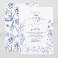 Chinoiserie French Blue Floral 50th Birthday