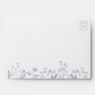Chinoiserie French Blue Victorian Floral Wedding Envelope