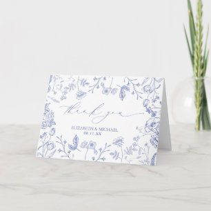 Chinoiserie French Blue Victorian Photo Wedding Card