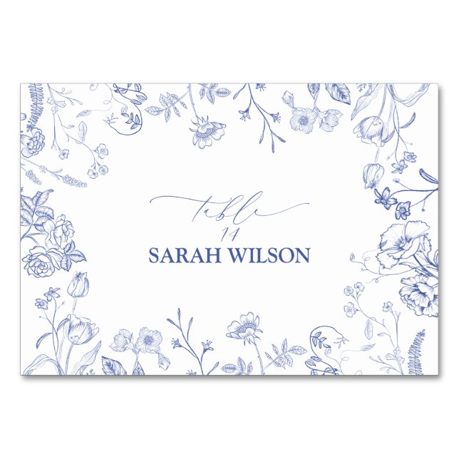 Chinoiserie French Blue Victorian Place Card (Front)