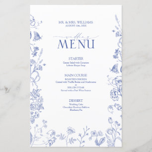 Chinoiserie French Blue Victorian Wedding Menu