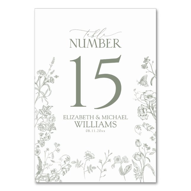 Chinoiserie French Green Victorian Reception Table Number (Front)