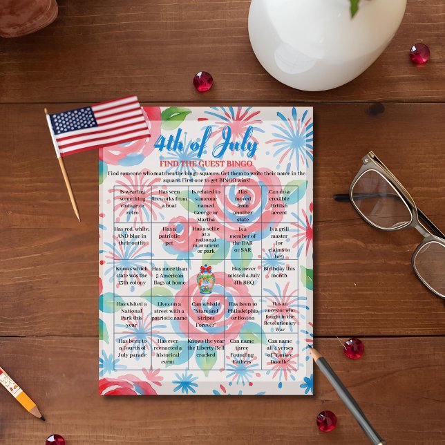 Chinoiserie garden 4th of July Bingo  game card (Chinoiserie garden 4th of July Bingo game card)