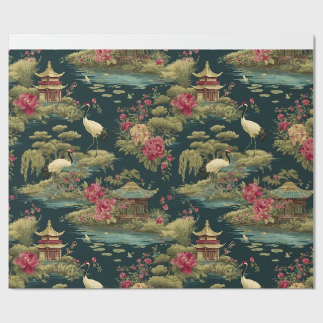 Chinoiserie Garden DecorativeGift Wrapping Paper   (Flat)