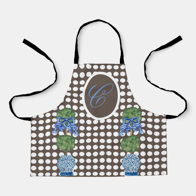 Chinoiserie Garden Topiary Ginger Jar Jars Kids  Apron (Front)