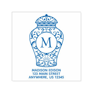 Chinoiserie Ginger Jar Address Self Inking Stamp