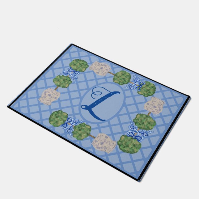 Chinoiserie Ginger Jar Jars Topiary Basket Calenda Doormat (Angled)