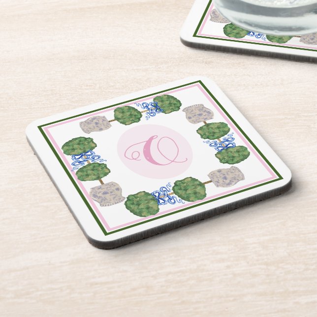 Chinoiserie Ginger Jar Jars Topiary Basket  Coaster (Left Side)