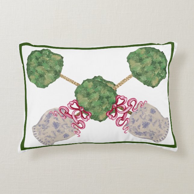 Chinoiserie Ginger Jar Jars Topiary Topiaries Decorative Cushion (Front)