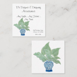 Chinoiserie Ginger Jar Jars Tropical Leaves Square Business Card