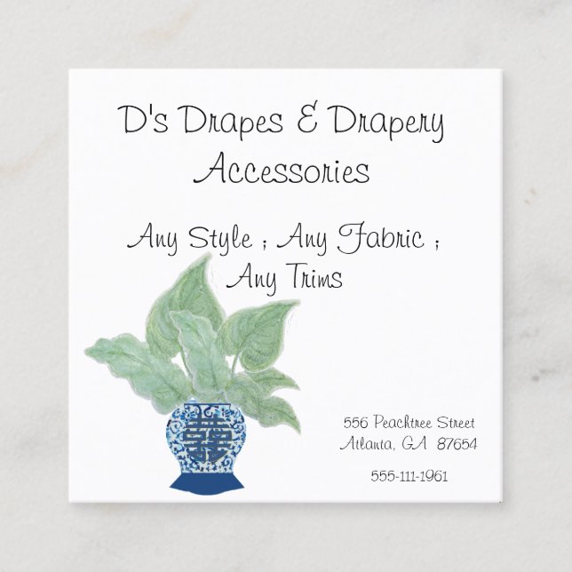 Chinoiserie Ginger Jar Jars Tropical Leaves Square Business Card (Front)