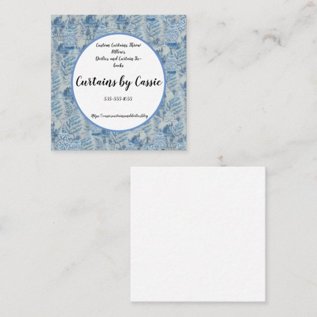 Chinoiserie Ginger Jar Toile Square Business Card (Front/Back)