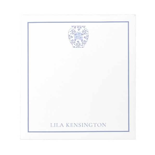 Chinoiserie Ginger Jar Vase Personalised Notepad (Front)