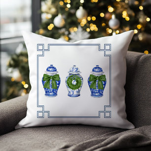 Chinoiserie Ginger Jars Holiday Cushion
