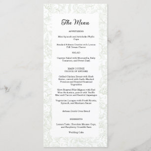 Chinoiserie Green Sage Peony Wedding Menu