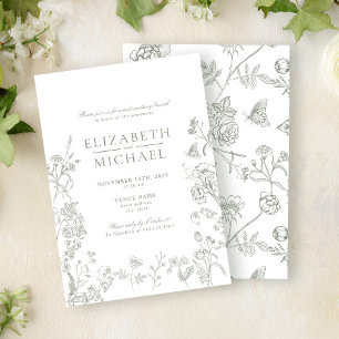 Chinoiserie Green Victorian Post Wedding Brunch Invitation
