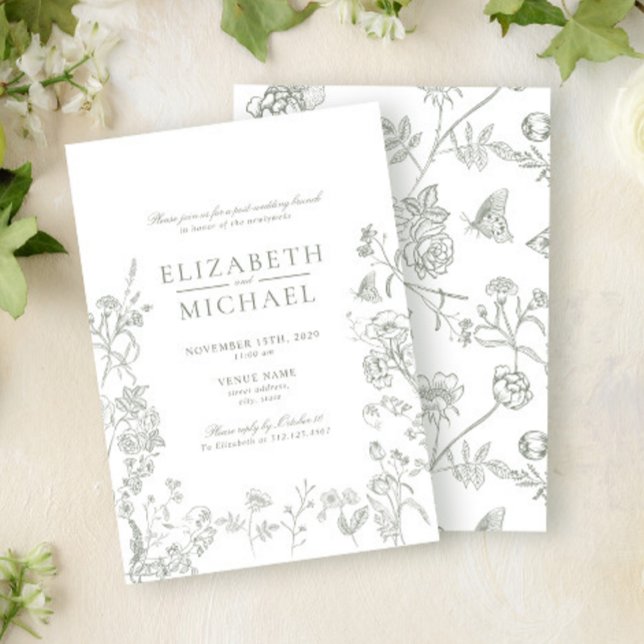 Chinoiserie Green Victorian Post Wedding Brunch Invitation (Creator Uploaded)