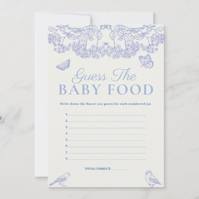 Chinoiserie Guess Baby Food Baby Shower Game Card (Front)