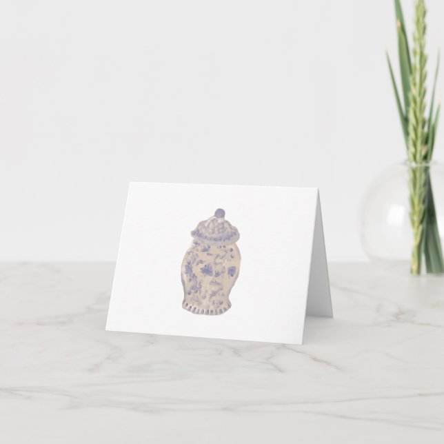 Chinoiserie Hand Painted Ginger Jar Jars  Thank Yo You Card (Front)