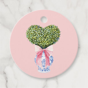 Chinoiserie Heart Topiary Valentine's  Favour Tags