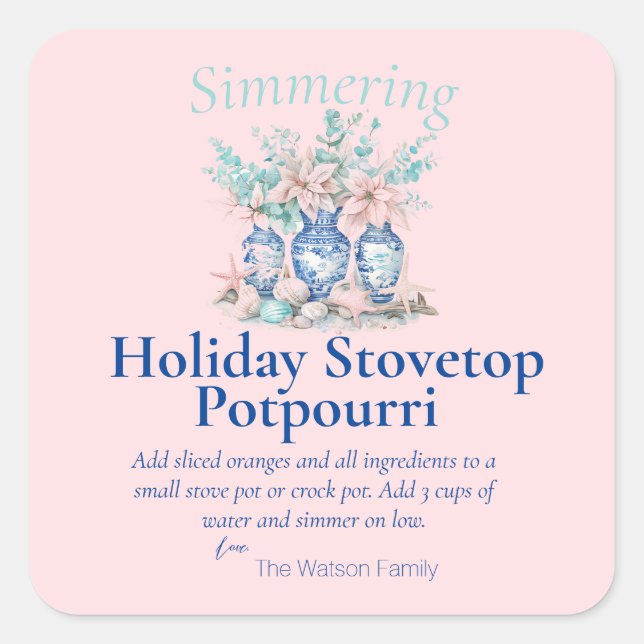 Chinoiserie Holiday Potpourri Stovetop  Square Sticker (Front)