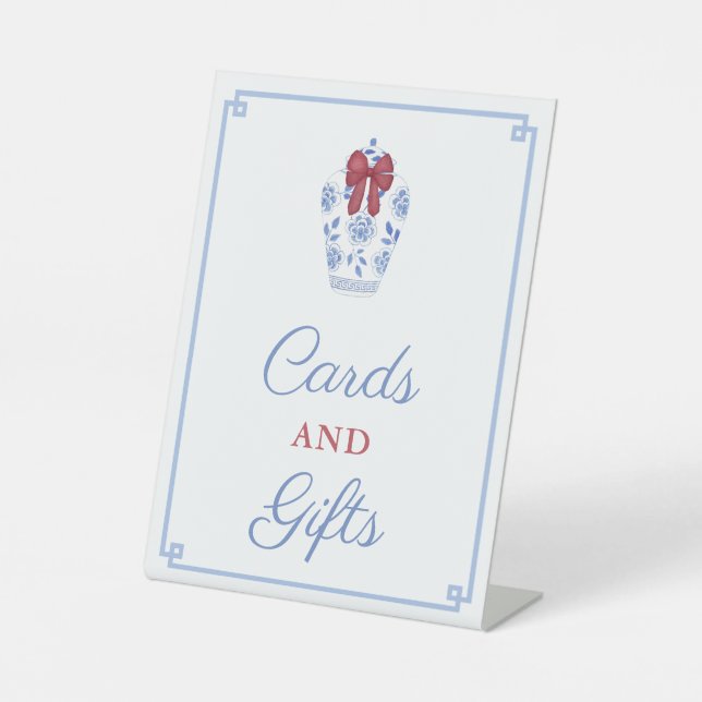 Chinoiserie Holidays Wedding Shower Cards & Gifts Pedestal Sign (Front)