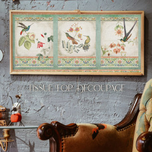 Chinoiserie Hummingbird Elegant Floral Decoupage Tissue Paper