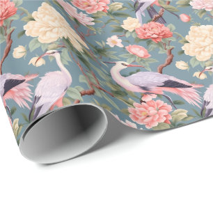 Chinoiserie Jade Egret Wrapping Paper