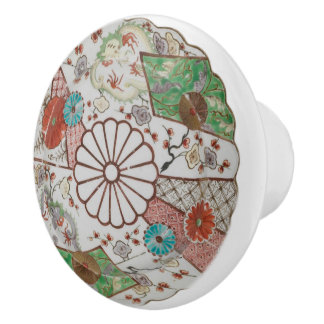 Chinoiserie Japan China Floral Pattern Ceramic Knob
