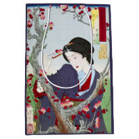 Chinoiserie Japanese Lady & Red Cherry Blossom