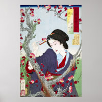 Chinoiserie Japanese Lady & Red Cherry Blossom