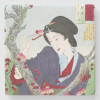 Chinoiserie Japanese Lady & Red Cherry Blossom