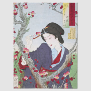 Chinoiserie Japanese Lady & Red Cherry Blossom Tissue Paper