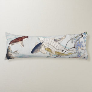 Chinoiserie Koi Fish & Purple Wisteria Print Body Cushion