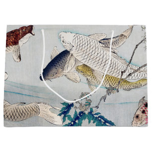 Chinoiserie Koi Fish & Purple Wisteria Print Large Gift Bag