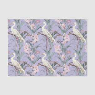 Chinoiserie Lavender Floral Egret Tissue Paper