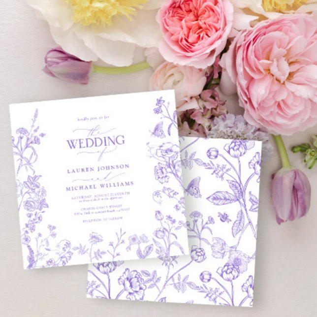Chinoiserie Lavender Victorian Floral Wedding Invitation (Creator Uploaded)