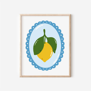 Chinoiserie Lemon and Coquette Oval Frame Art Poster