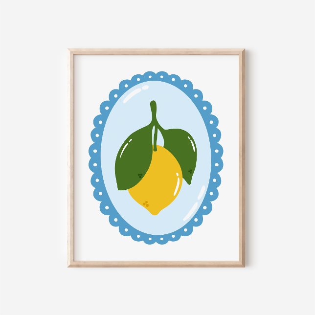 Chinoiserie Lemon and Coquette Oval Frame Art Poster (Creator Uploaded)