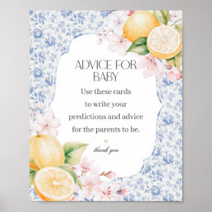 Chinoiserie Lemon Tea Advice for Baby Shower Poster