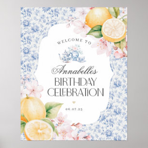 Chinoiserie Lemon Tea Birthday Party Welcome Sign