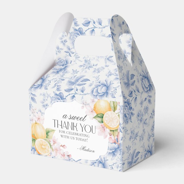 Chinoiserie Lemon Tea Party Floral Toile Favour Box (Front Side)