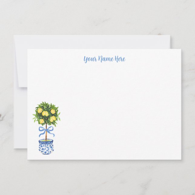 Chinoiserie Lemon Topiary Stationery  Invitation (Front)