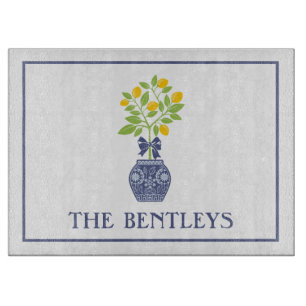 Chinoiserie Lemon Tree Personalised Cutting Board