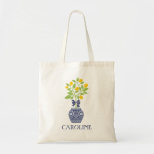 Chinoiserie Lemon Tree Personalised Tote Bag