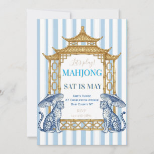Chinoiserie Mahjong Party Blue Invitation