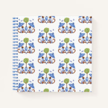 Chinoiserie Monkeys and Parasols Spiral Notebook
