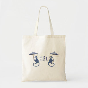 Chinoiserie Monkeys Monogrammed Tote Bag